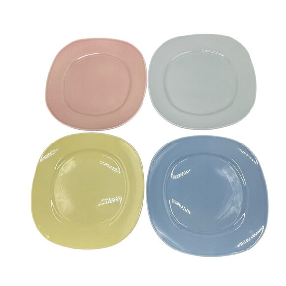 luray taylor smith taylor set of 4 dinner plates pastel colors blue yellow READ - Picture 1 of 11